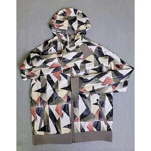 Bob Marley Winbreaker‎ Mens S Glass Print White Hood 1/2 Zip Rasta Lightweight